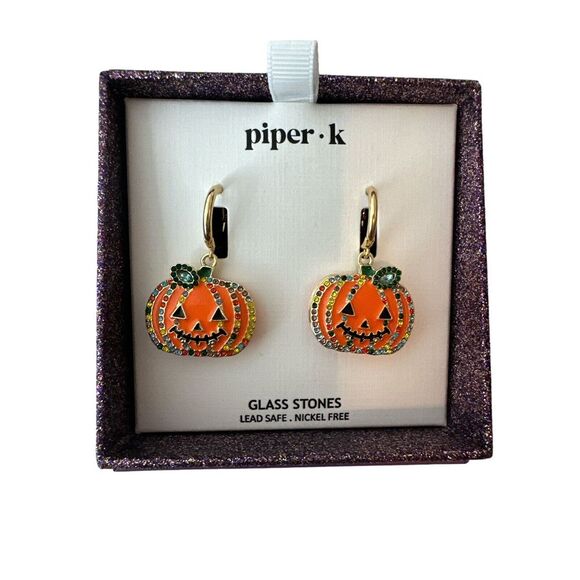 NWT Piper-k Earrings Women's Halloween Time ORANGE JACK O LANTERN PUMPKIN NWT - Picture 1 of 4